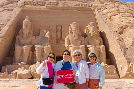 Happy ladies at the Abu Simbel Temples with WOW Tours Egypt, discovering the greatness of Ramses II in Aswan // Cairo Front (5) // Luxor Front (1)